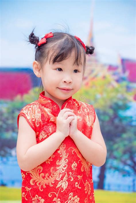 Little Chinese Girl in Traditional Chinese Costume Stock Photo - Image ...