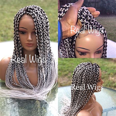 braided wig two tone wig salt and pepper mix the length in the etsy human hair clip ins