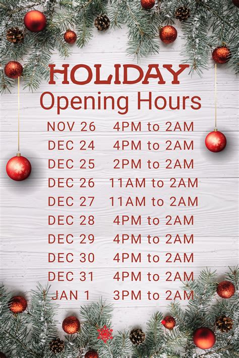 Copy Of Christmas Opening Hours Poster Template Warehouse Billiard Bar