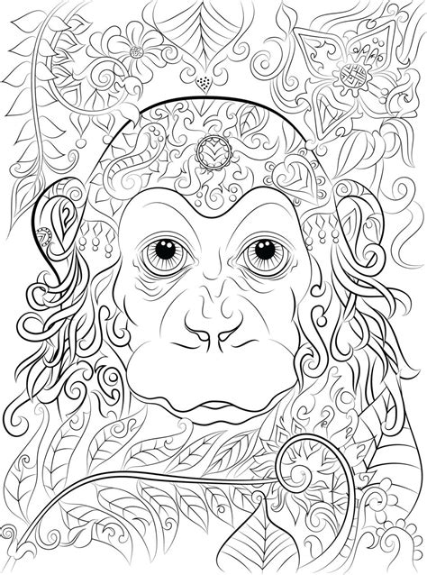 Adult Coloring Pages Of Monkey Tripafethna