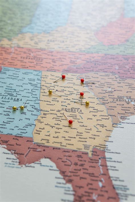 Push Pin Usa Map Colorful Detailed Push Pin Travel Maps