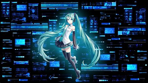 Long Hair Vocaloid Hatsune Miku Anime Girls Miniskirt Turquoise