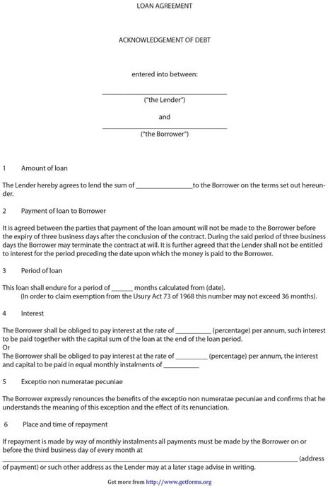 loan agreement template uk