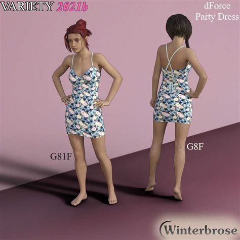 variety styles 2021b for dforce party dress genesis 8 females 3d figure assets winterbrose
