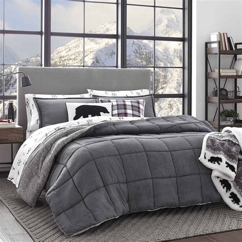 Eddie Bauer Sherwood Sherpa Comforter Set Fullqueen Grey Amazonca