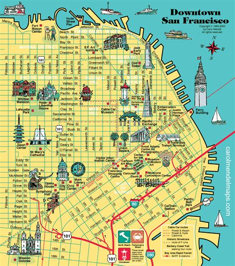 Map Of Downtown San Francisco State Coastal Towns Map