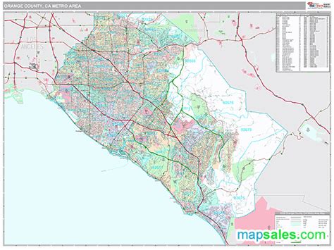 Orange County Ca Metro Area Zip Code Wall Map Premium Style By Marketmaps