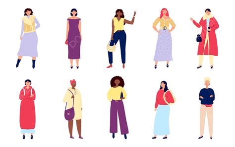 Gadis Formal Wanita Bergaya Berbeda Penuh Warna Orang Wanita Png Dan Vektor Dengan Background