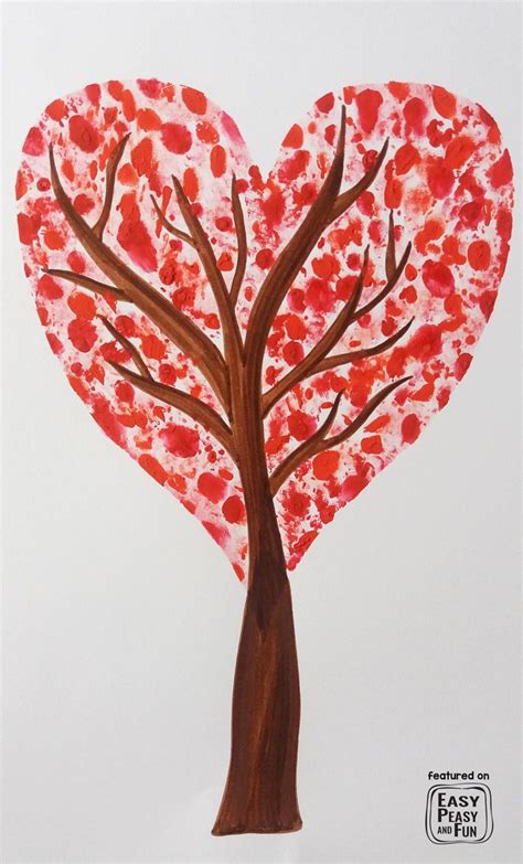 Valentines Day Heart Fingerprint Tree Craft | Easy art ...