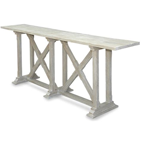 Build two and add a desk in between for the perfect behind the couch table. La Croix White Washed Console (With images) | Rustic ...