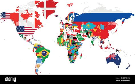 Political World Map Vector Illustration With The Flags Of All Countries