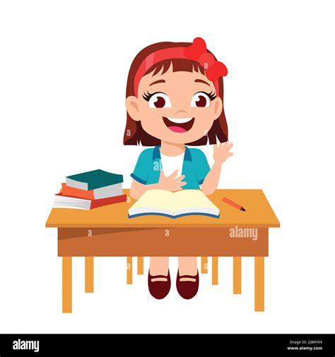 Little Girl Studying Stock Vector Image And Art Alamy