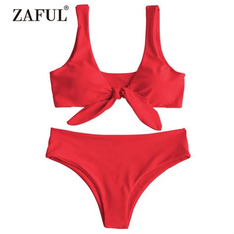 Buy Zaful Bikini Padded Front Knot Bikini Set Womens Swimsuit Solid Swimwear