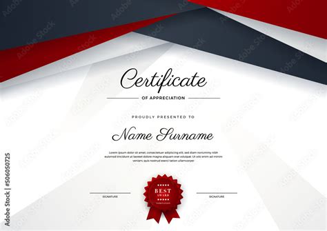 Modern Red Black Certificate Of Achievement Template With Gold Badge