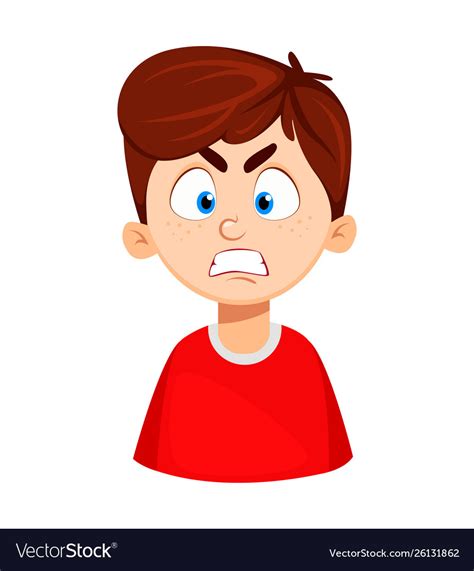 Face Expression Cute Boy Angry Royalty Free Vector Image