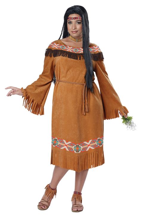 Thanksgiving Pocahontas Classic Indian Maiden Plus Size Adult Costume