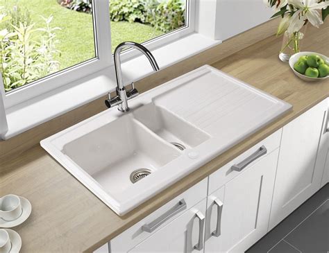 Cheap white kitchen sinks uk. Astracast Equinox 1.5 Bowl Ceramic Inset Kitchen Sink ...