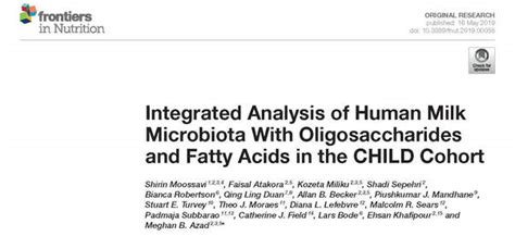 New Publication On Human Milk Composition In Frontiers In Nutrition