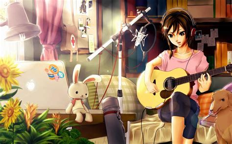 Anime Girl Guitar Music Art Hd Wallpaper Wallpapers Quality