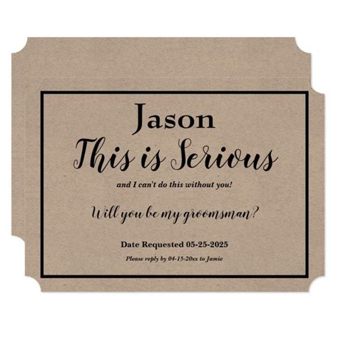 Groomsman Request This Is Serious Name Option Invitation Zazzle Groomsmen Proposal Be My