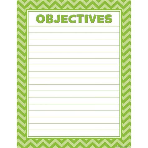 Teacher Created Resources Objectives Lined Chart Tcr7907 Teachersparadise