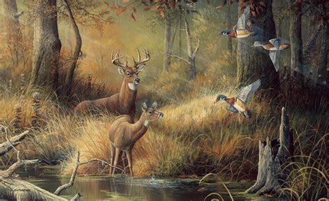 48 Hunting Scene Wallpaper