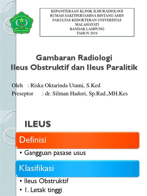 Radiologi Ileus Obstruktif Dan Ileus Paralitik Dokumen Gambaran Klinis Dan Radiologi Ileus