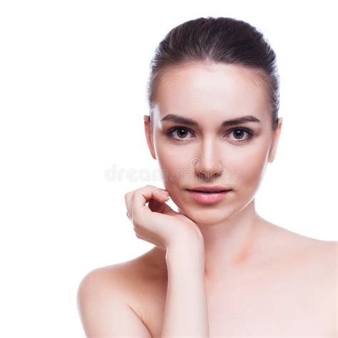 Beautiful Young Woman Touching Her Face Stock Photo Image Of
