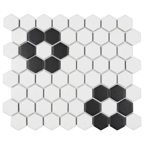 Daltile Restore Matte Black And White Hexagon 12 In X 14 In X 635 Mm