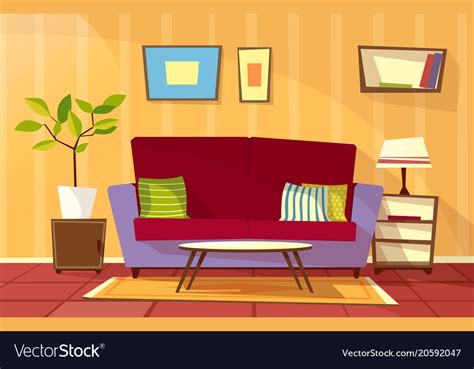 Cartoon Living Room Apartment Interior Royalty Free Vector