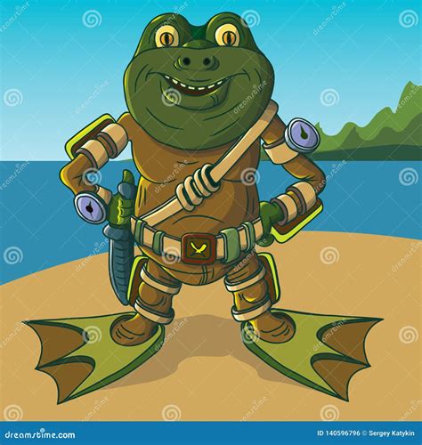 Amphibian Warrior Alien Alien Intelligence Vector Illustration Stock