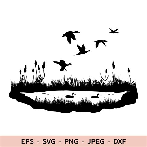Duck Hunting Svg Duck Lake Dxf File For Cricut Flying Duck P Inspire