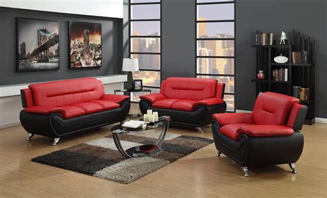 Red And Black Living Room Set Leather Living Room Sets