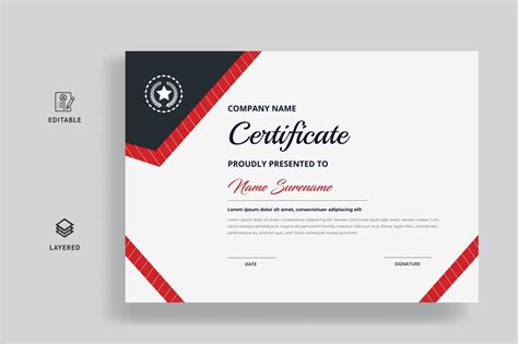 Certificate Of Appreciation With Red And Black Color Template Design