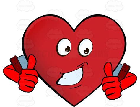 Approving Encouragaing Heart Smiley With Two Thumbs Up Wearing Rolled