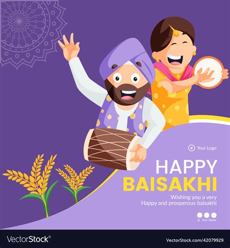 Happy Baisakhi Banner Design Royalty Free Vector Image