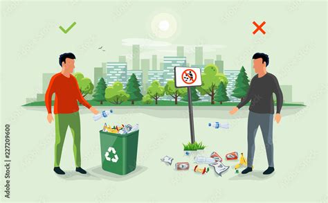 Correct And Wrong Behavior Of Littering Waste Person Disposed