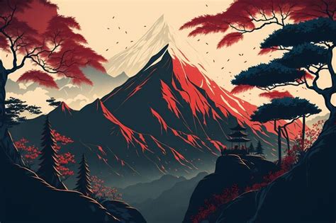 Premium Ai Image Mountain Landscape Ai Generated Illustration