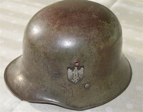 Ww1 Re Issue To Ww2 German Helmet With Single Side Eagle And Swastika