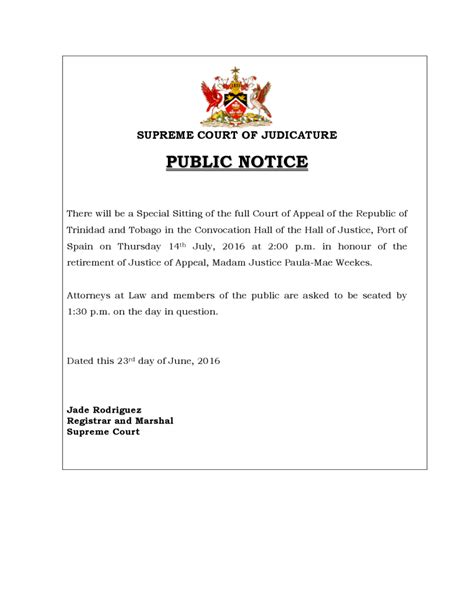 Notice-Farewell - Trinidad and Tobago Law AssociationTrinidad and Tobago Law Association