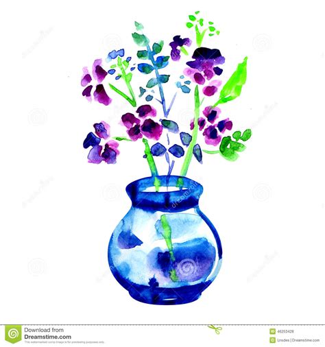 Beautiful Flowers In Vase Isolated Stock Illustration