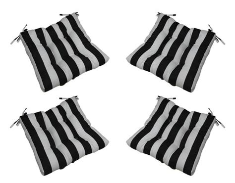 Set Of 4 Indoor Outdoor Black And White Stripe Universal