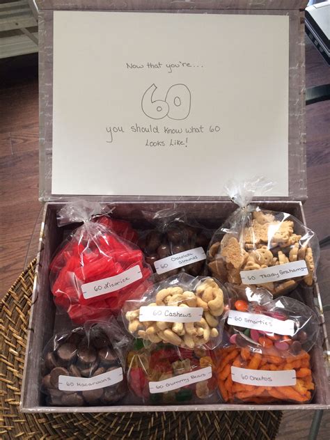 Better yet, you won't have to recycle 50th birthday party ideas or 40th birthday party ideas. 60th Birthday Treat Box! … (With images) | Birthday gag ...