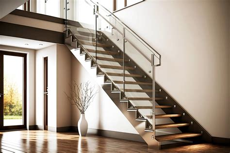 The Process Of Installing An Interior Glass Railing On A Staircase