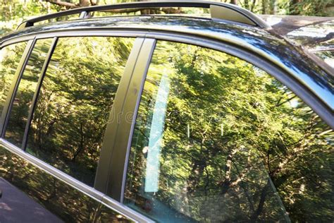 Reflection Of Seasonal Trees In The Car Window Stock Photo Image Of