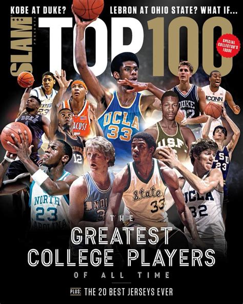 The Cover Of Top 100 Greatest College Players Of All Time Featuring Basketball Players From