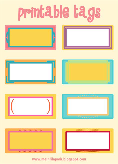 Providing free label templates online is just one of the ways that llt labels saves you money! free printable cheerfully colored tags - ausdruckbare Etiketten - freebie | MeinLilaPark