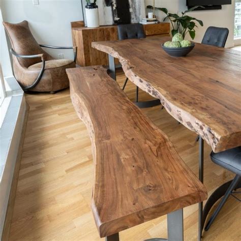 Rustic Slab Live Edge Dining Table Smoked