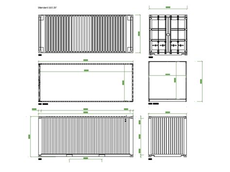 20 Feet Container Drawing With Dimensions 11664 Kb Bibliocad