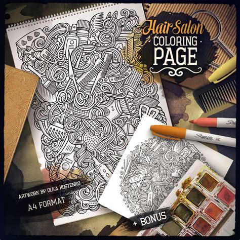 Correct anatomy, color, and lighting are very important, but you might notice that some very simple drawings made most of the brushes were specifically designed to work with photoshop, but there are also versions for procreate, and many of the photoshop brushes. HAIRDRESSER Digital Coloring Page, Adult Coloring ...
